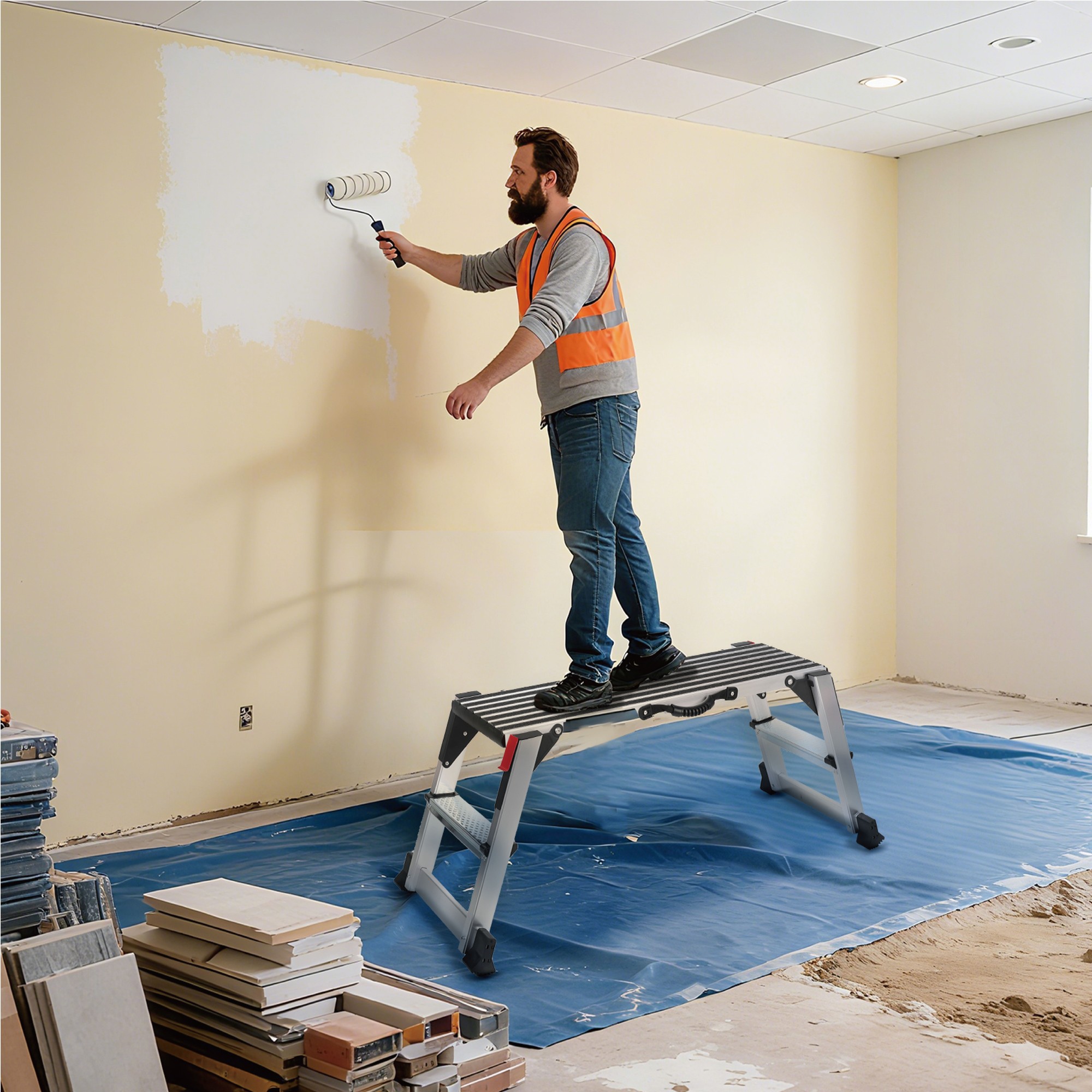 Using Ladder As Work Platform Sturdy work platform ladder with 330 Lbs | Harmonty