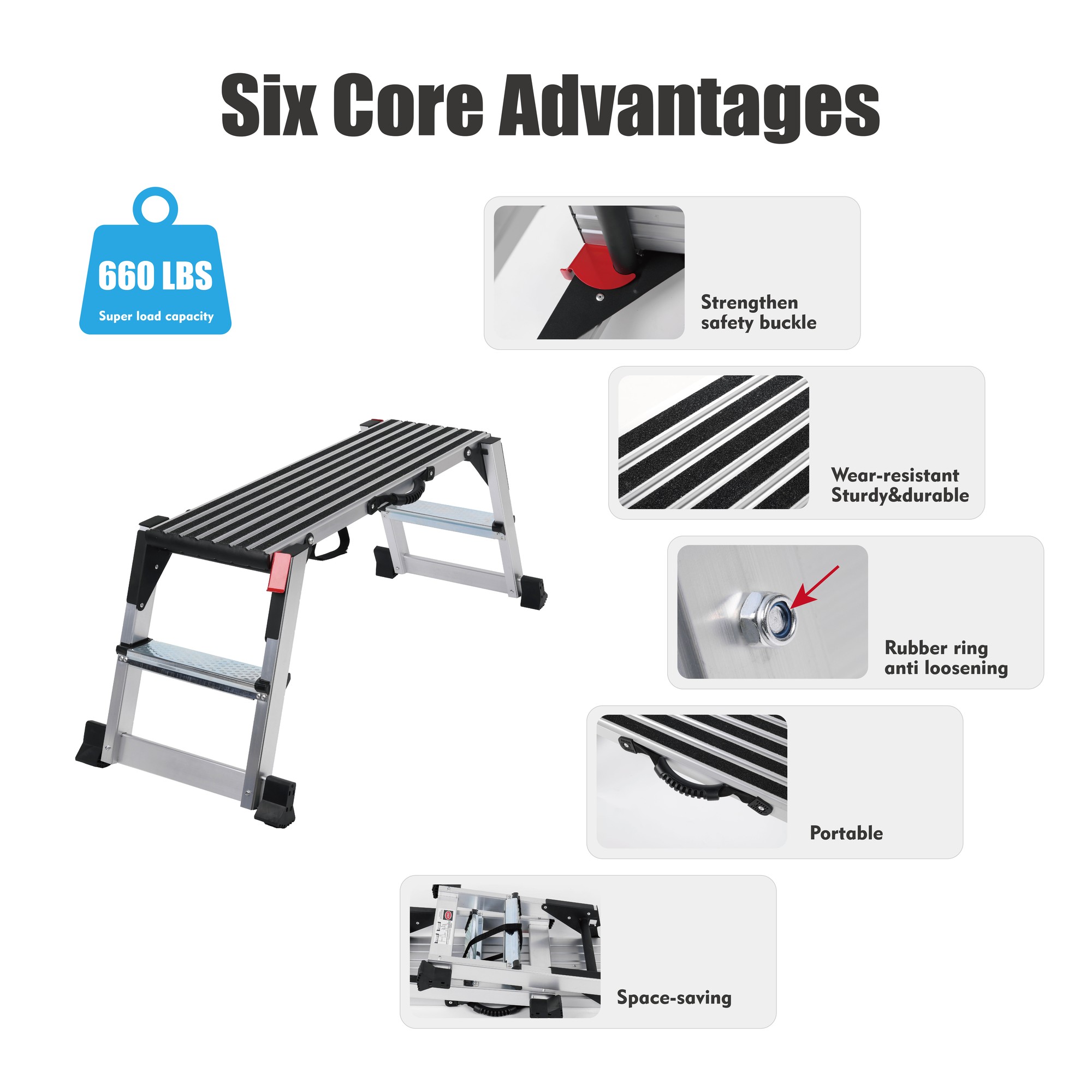 Sturdy work platform ladder with 330 Lbs | Harmonty